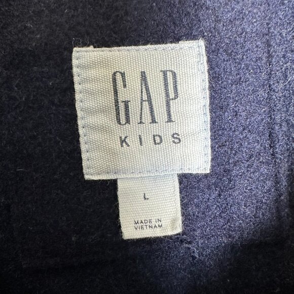 GAP KIDS Wool Blend Nautical Toggle Close Hooded Jacket Coat, Navy Blue | Sz. LG - Picture 2 of 6